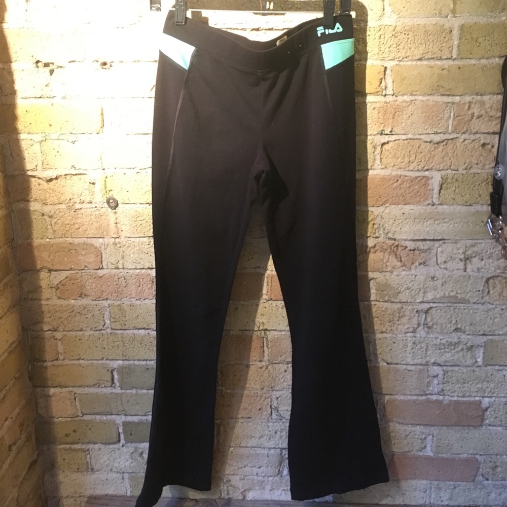 NWOT Fila black and aqua yoga pants